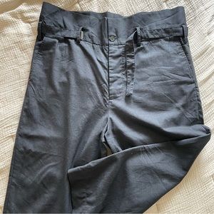 Marni Belted Drop Crotch Paper Bag Wool Trousers in Charcoal size EU48